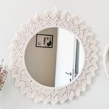 Handmade Macramé Wall Mirror – Elegant Boho Accent