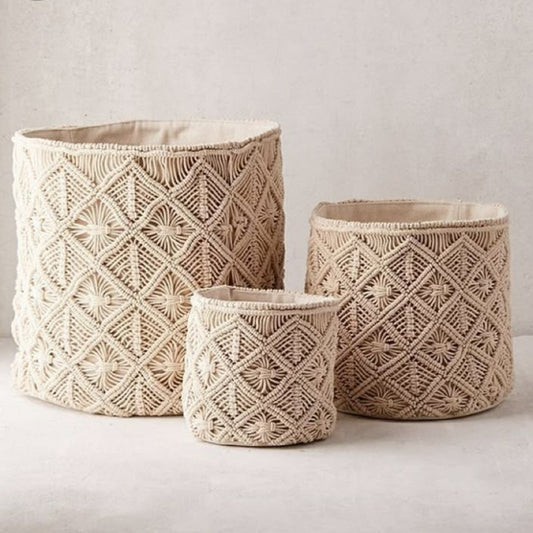 Macramé Catch-All Basket – Set of 3