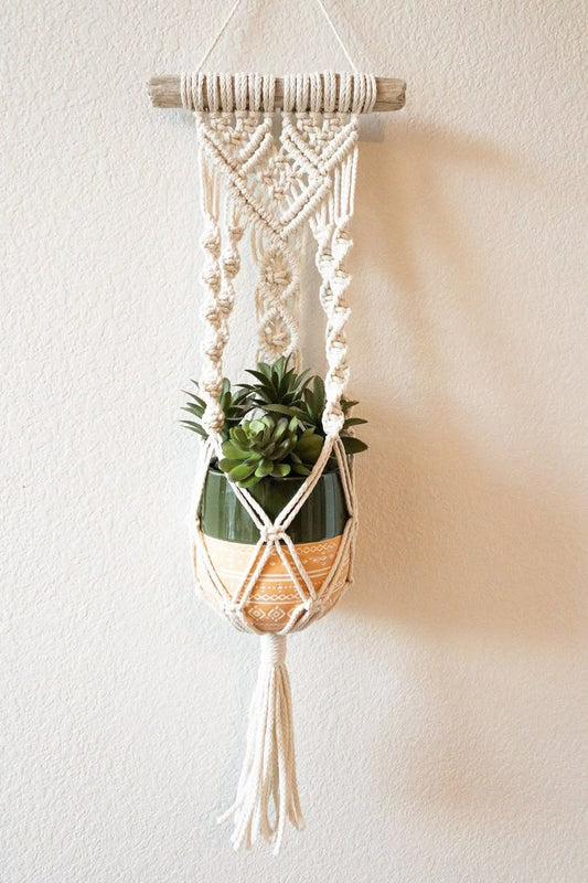 Handmade Macramé Wall Plant Hanger – Boho Wall Décor