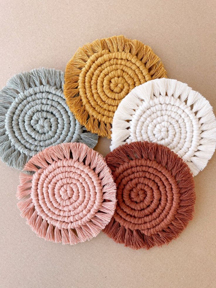 Handmade Macramé Coaster Set – Boho Cotton Rope Drink Mats