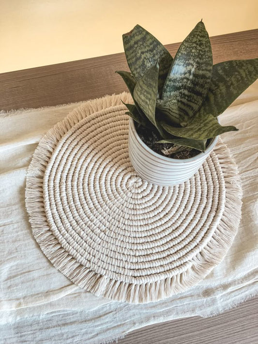Handmade Macramé Round Placemat – Boho Table Décor