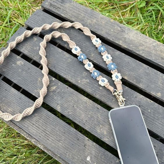 Handmade Macramé Phone Lanyard – Boho Braided Strap for Phone Case