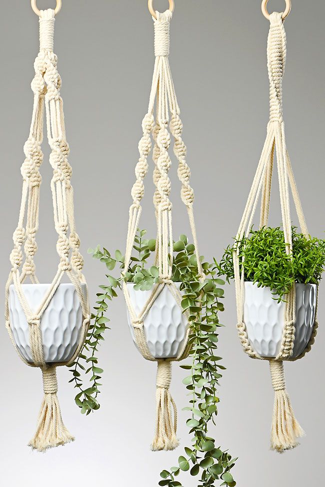 Handmade Macramé Plant Hanger – Boho Home Décor - set of 3