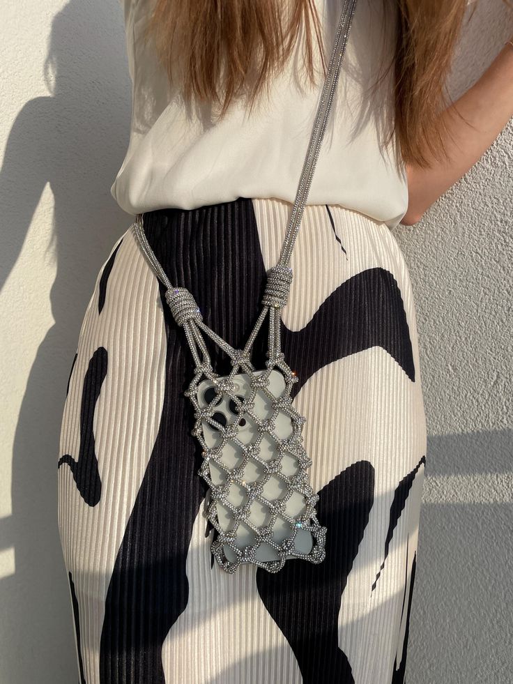 Rhinestone phone bag macrame