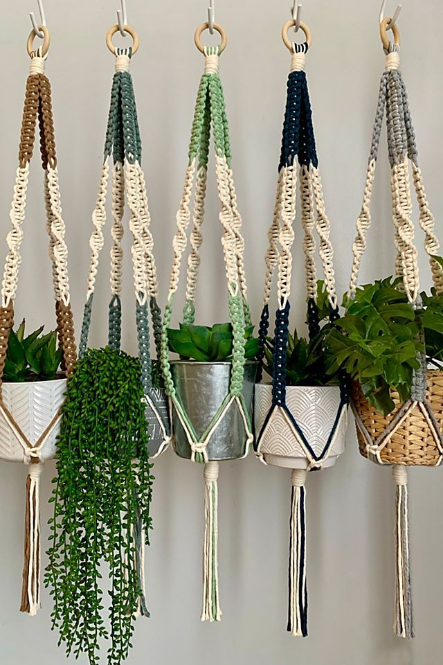 Handmade Colorful Macramé Plant Hanger – Boho Hanging Planter- Set of 2