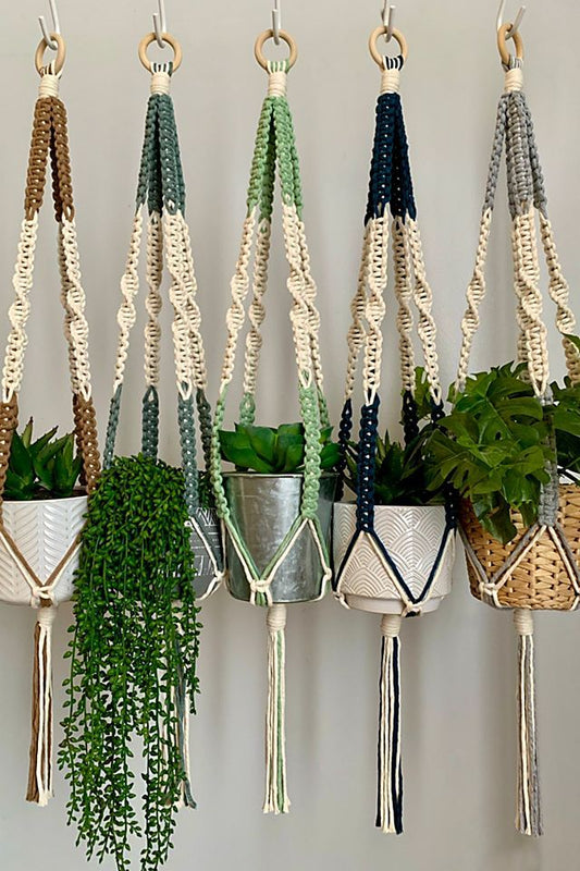 Handmade Colorful Macramé Plant Hanger – Boho Hanging Planter- Set of 2