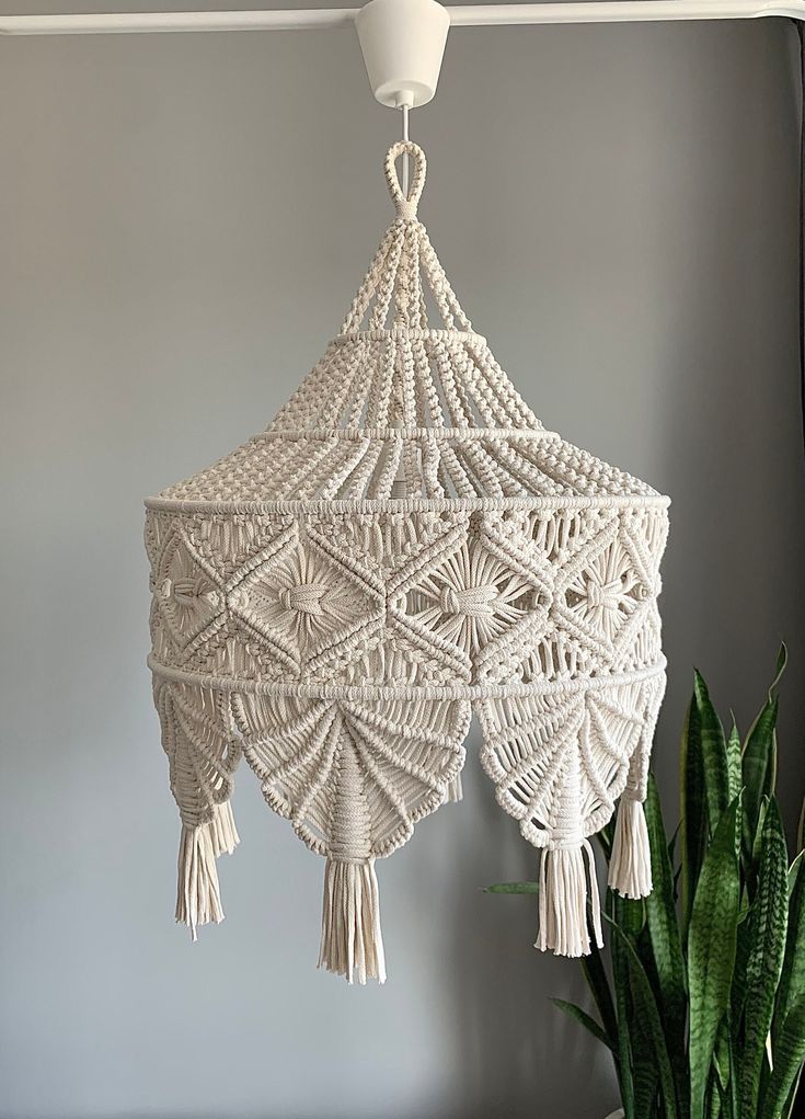 Handmade Macramé Chandelier – Boho Pendant Light