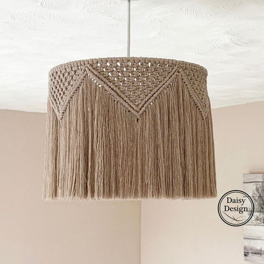 Handmade Macramé Tassel Lampshade – Boho Fringe Pendant Light