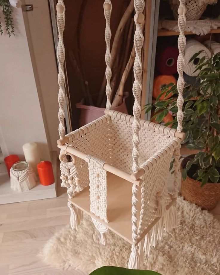 Handmade Macramé Baby Swing – Boho Hanging Seat