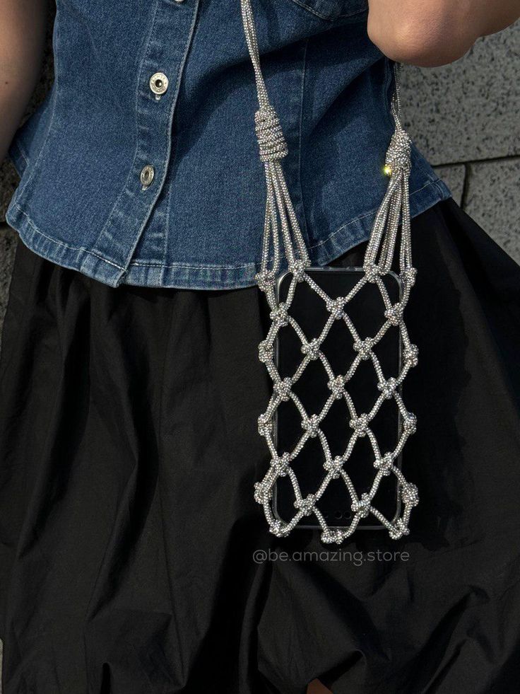 Rhinestone phone bag macrame