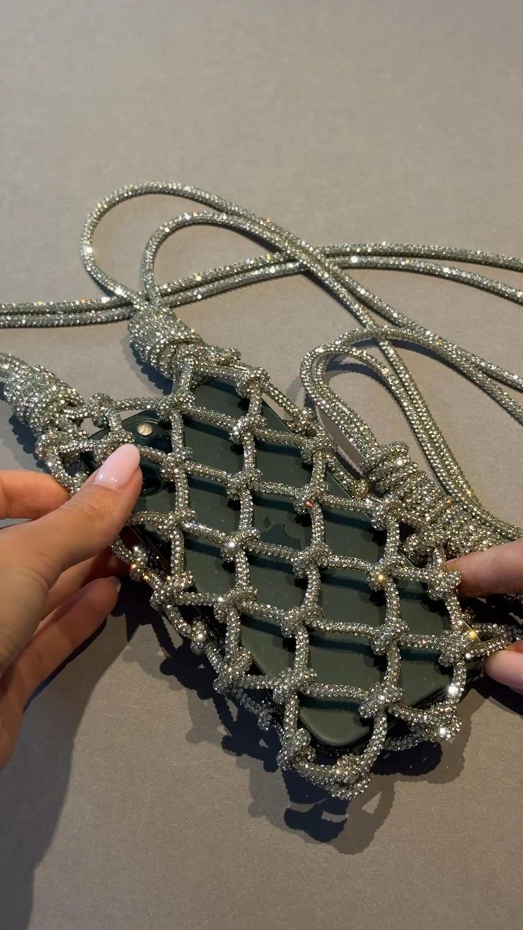 Rhinestone phone bag macrame