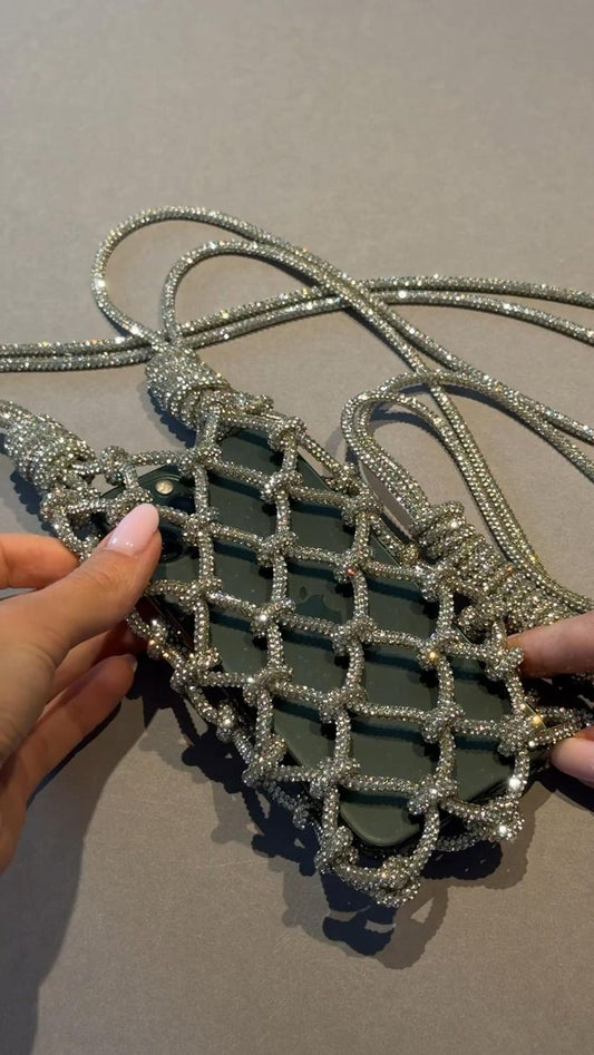 Rhinestone phone bag macrame