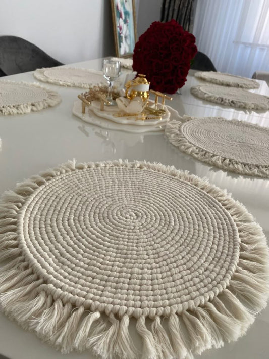 Handmade Macramé Round Placemat – Boho Table Décor