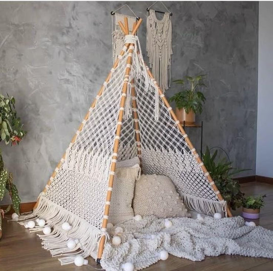 Handmade Macramé Teepee Tent – Boho Home & Kids Décor