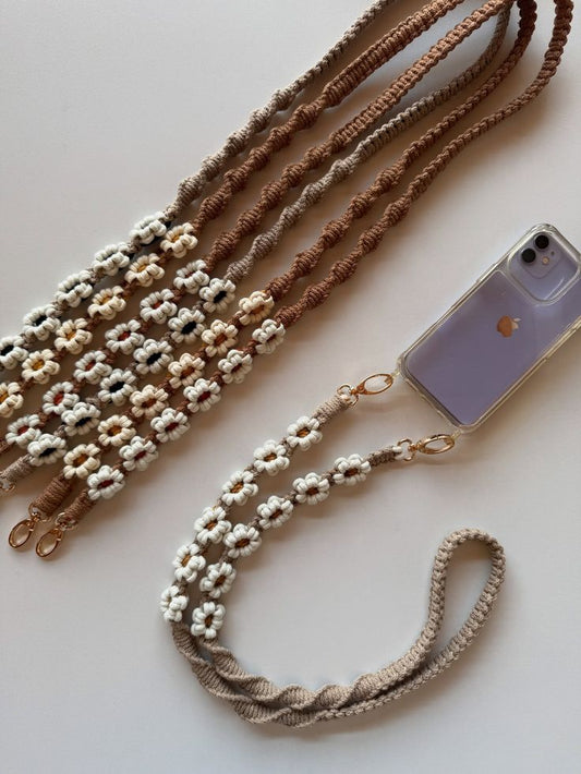 Handmade Macramé Phone Lanyard – Boho Braided Strap for Phone Case