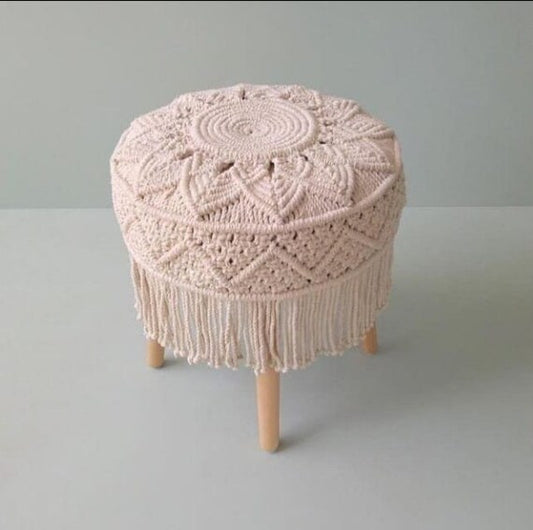 Handmade Macramé Stool Cover – Boho Chic Furniture Décor