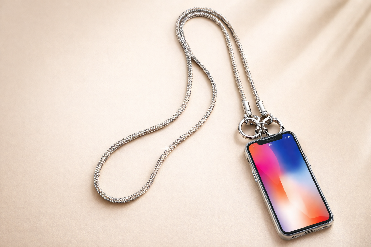 Rhinestone Macramé Mobile Lanyard